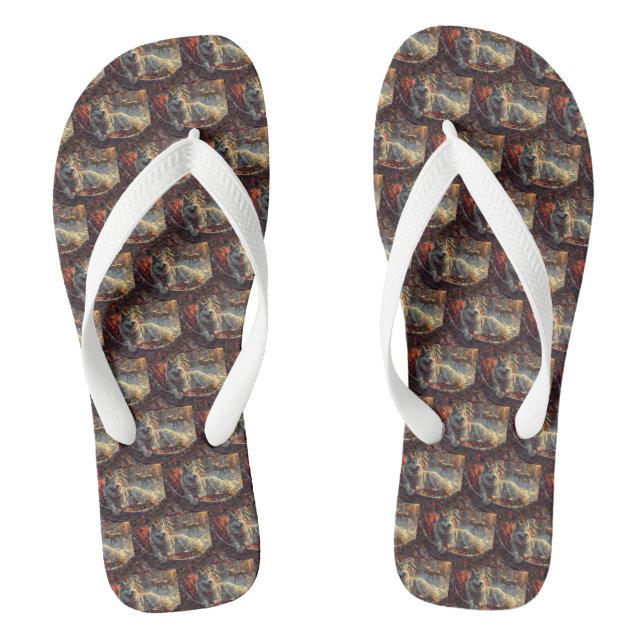 Finnischer Laphund Dog Weihnachtsfest Flip Flops (Fußbett)