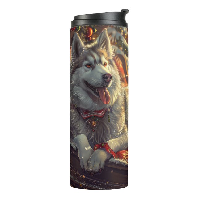 Finnischer Laphund Dog Weihnachtsfest Thermosbecher (Nach links gedreht)