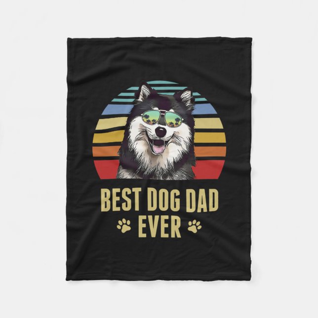 Finnischer Lapphund Bester Hund Vater je Retro Sun Fleecedecke (Vorderseite)