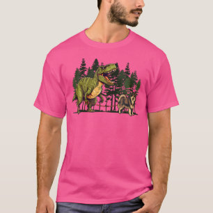 Finnischer Lapphund Dinosaur T-Rex Walking Funny D T-Shirt