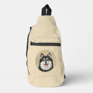Finnischer Lapphund Gemälde Schwarz und Tan Hund K Crossbody Bag