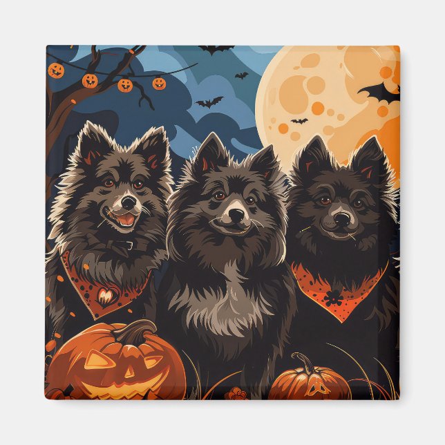 Finnischer Lapphund Halloween Spooky Magnet (Vorne)