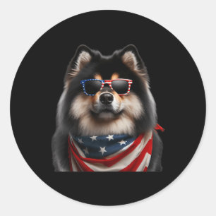 Finnischer Lapphund Hund 4. Juli Amerikanische Una Runder Aufkleber
