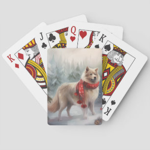 Finnischer Lapphund Hund im Schnee Weihnachten Spielkarten