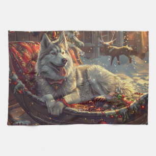 Finnischer Lapphund Hund Weihnachtsfest Geschirrtuch