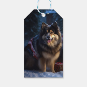 Finnischer Lapphund Schnee-Schlitten Weihnachtsdek Geschenkanhänger