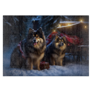 Finnischer Lapphund Schnee-Schlitten Weihnachtsdek Schneidebrett