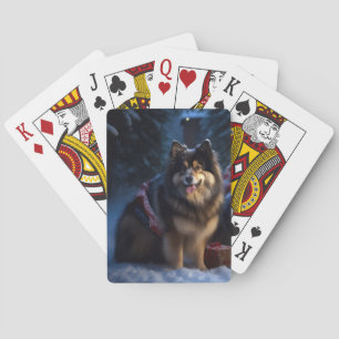 Finnischer Lapphund Schnee-Schlitten Weihnachtsdek Spielkarten