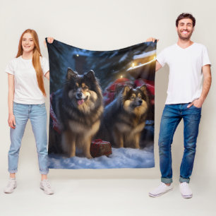 Finnischer Lapphund Schneebedeckter Schlitten Weih Fleecedecke