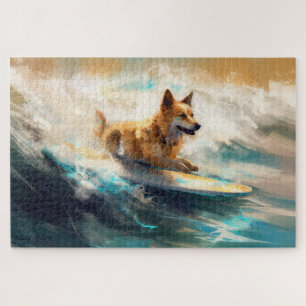 Finnischer Lapphund Strand Surfen Malerei