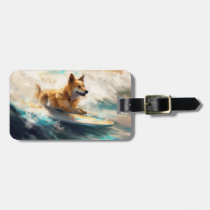 Finnischer Lapphund Strand Surfen Malerei Gepäckanhänger
