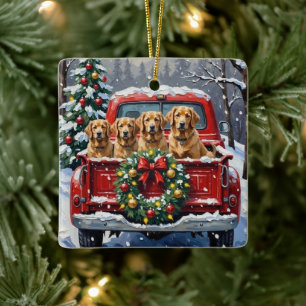 Finnischer Lapphund Weihnachten Rotes Lastwagen Fe Keramikornament