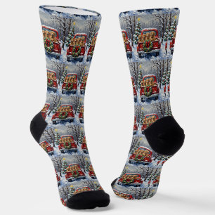 Finnischer Lapphund Weihnachten Rotes Lastwagen Fe Socken