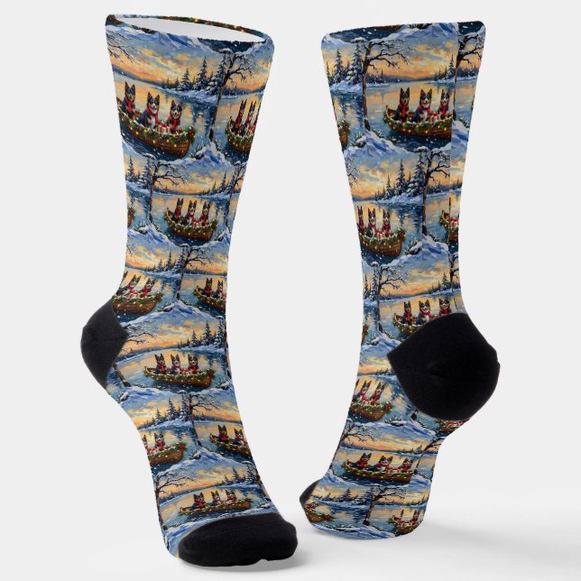 Finnischer Lapphund Weihnachtsboot Urlaub Socken (Gewinkelt)