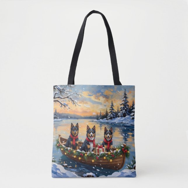 Finnischer Lapphund Weihnachtsboot Urlaub Tasche (Vorderseite)