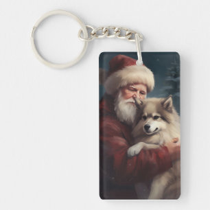 Finnischer Lapphund Weihnachtsmann Festliches Weih Schlüsselanhänger