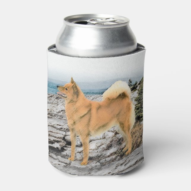 Finnischer Spitz beim Seashore-Gemälde - Hundekuns Dosenkühler (Kanne Vorderseite)