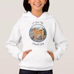 Finnischer Spitz beim Seashore-Gemälde - Hundekuns Hoodie
