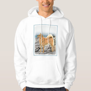 Finnischer Spitz beim Seashore-Gemälde - Hundekuns Hoodie