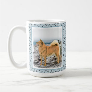 Finnischer Spitz beim Seashore-Gemälde - Hundekuns Kaffeetasse
