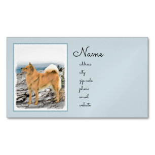 Finnischer Spitz beim Seashore-Gemälde - Hundekuns Magnetische Visitenkarte