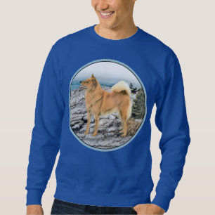 Finnischer Spitz beim Seashore-Gemälde - Hundekuns Sweatshirt