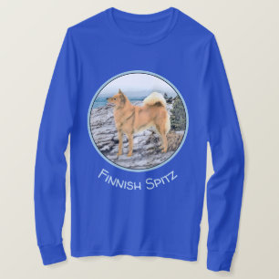 Finnischer Spitz beim Seashore-Gemälde - Hundekuns T-Shirt