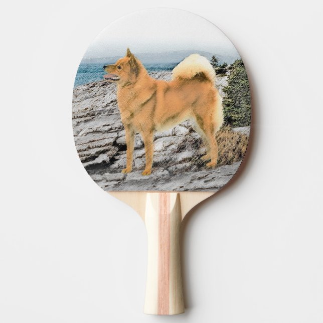 Finnischer Spitz beim Seashore-Gemälde - Hundekuns Tischtennis Schläger (Vorderseite)