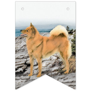 Finnischer Spitz beim Seashore-Gemälde - Hundekuns Wimpelkette