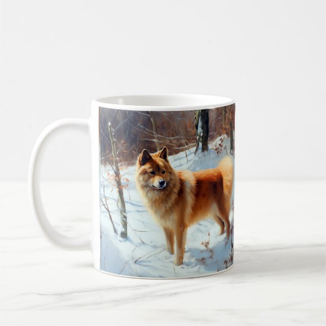 Finnischer Spitz lässt es Weihnachten schneien Kaffeetasse (Links)