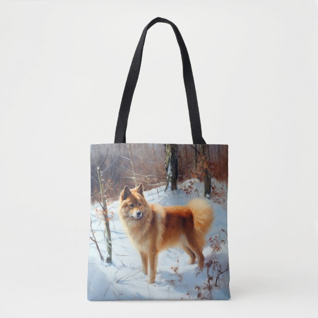 Finnischer Spitz lässt es Weihnachten schneien Tasche (Vorderseite)