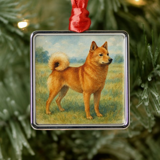 Finnischer Spitz Ornament Aus Metall (Baum)