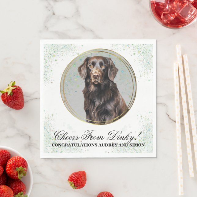 Finnisches flatbeschichtetes Retriever Hochzeitsse Serviette (Beispiel)