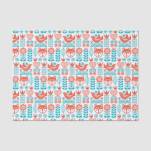 Finnisches Fox- u. Vogel-Volkskunst-Muster Seidenpapier