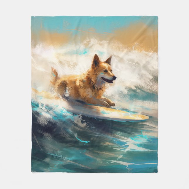 Finnisches Lapphund Beach Surfainting Fleecedecke (Vorderseite)