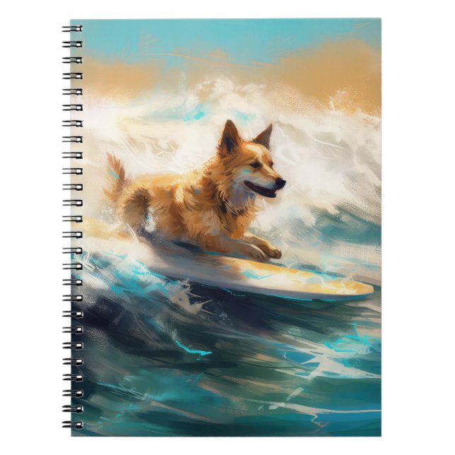 Finnisches Lapphund Beach Surfainting Notizblock (Vorderseite)