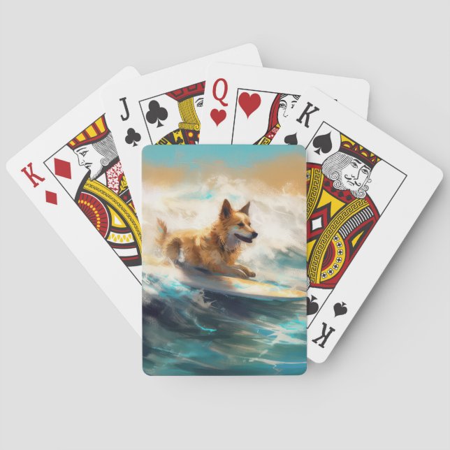 Finnisches Lapphund Beach Surfainting Spielkarten (Rückseite)