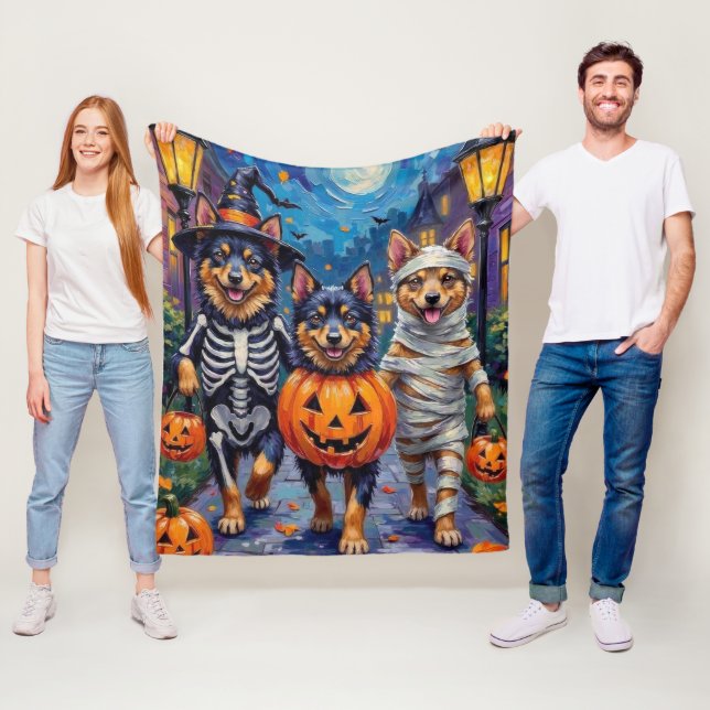 Finnisches Lapphund Hunde Trick-or-Treating Hallow Fleecedecke (Beispiel)