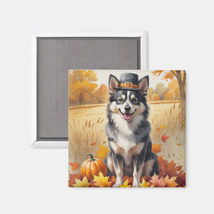 Finnisches Lapphund im Herbst lässt Erntedank Kuns Magnet