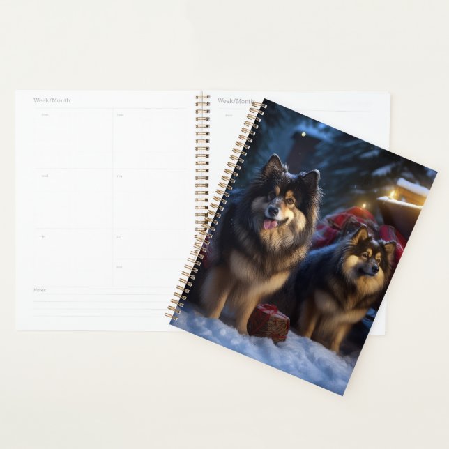 Finnisches Lapphund Snowy Sleigh Weihnachtsdekor Planer (Anzeige)