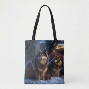 Finnisches Lapphund Snowy Sleigh Weihnachtsdekor Tasche