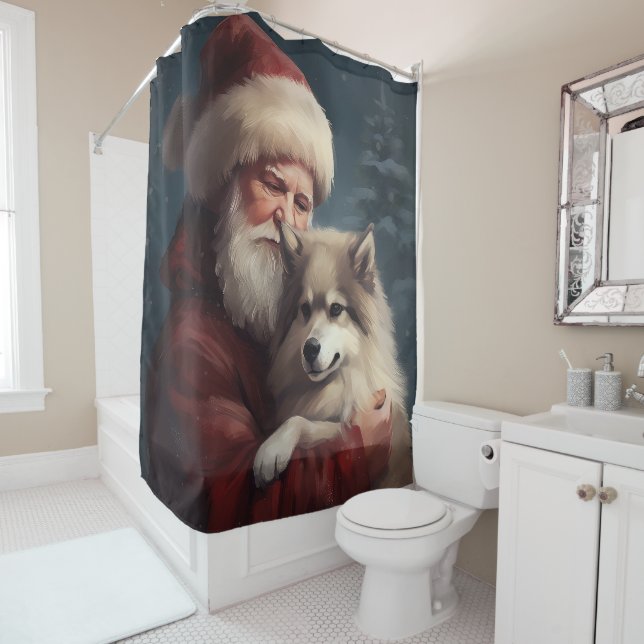 Finnisches Lapphund Weihnachtsfest Weihnachten Duschvorhang (Beispiel)