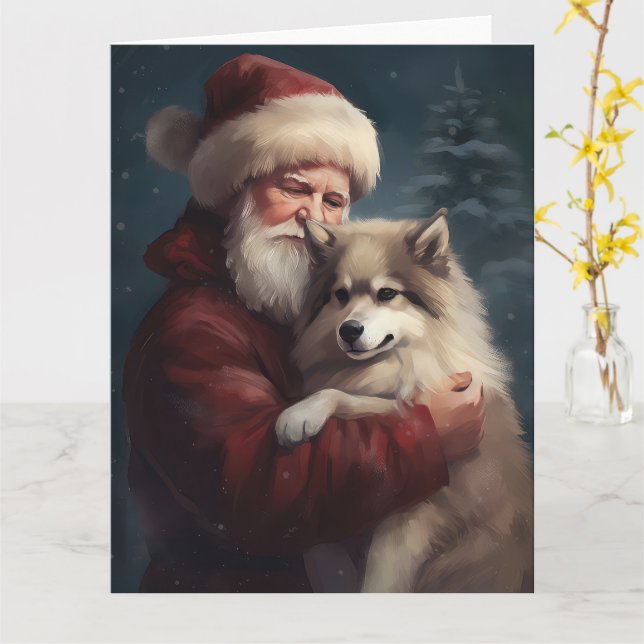 Finnisches Lapphund Weihnachtsfest Weihnachten Karte (Gelbe Blume)