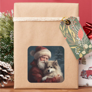 Finnisches Lapphund Weihnachtsfest Weihnachten Quadratischer Aufkleber