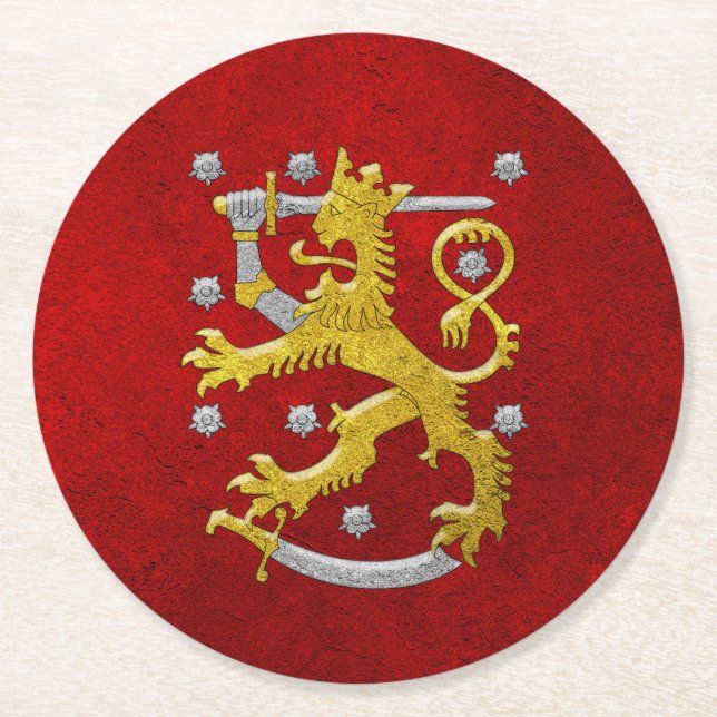 Finnisches Wappen Runder Pappuntersetzer (Vorderseite)