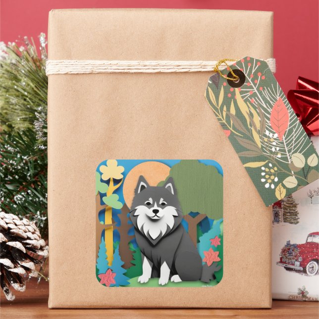 FINNISH-ed Lapphund Quadratischer Aufkleber (Feiertag)