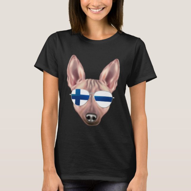 Finnish Flag American Hairless Terrier Dog Finland T-Shirt (Vorderseite)