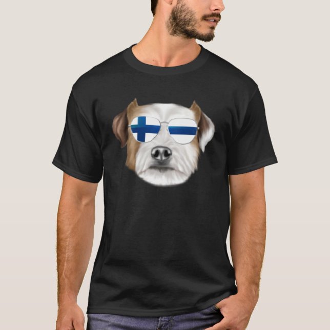 Finnish Flag Parson Russell Terrier Dog Finland Po T-Shirt (Vorderseite)