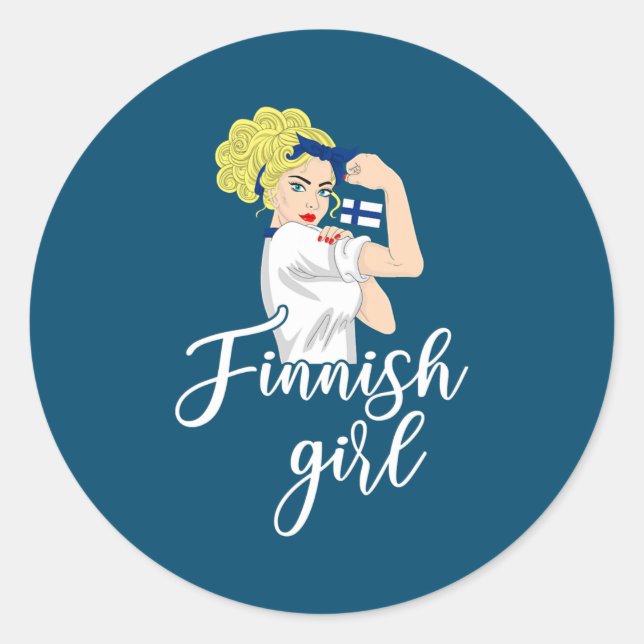 Finnish girl finnish finland  runder aufkleber (Vorderseite)