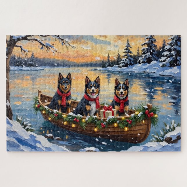 Finnish Lapphund Christmas Boat Holiday (Horizontal)